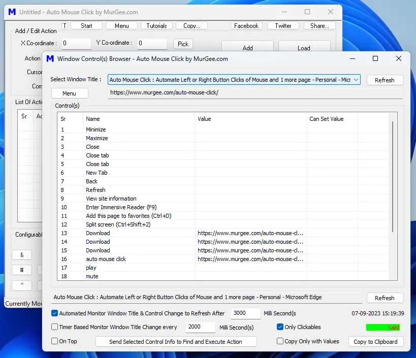 Window Control Browser to Enumerate Controls of an Application or a Browser Page